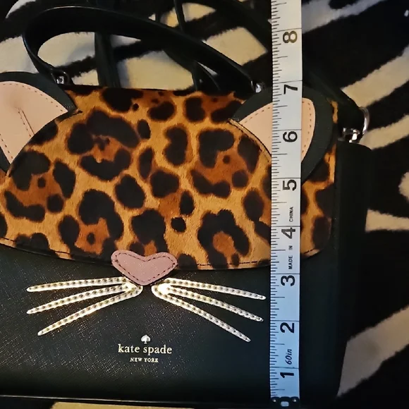 NWOT Kate Spade Leopard Cat Purse with Black and Brown - Picture 6 of 8